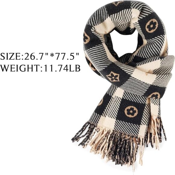 Cashmere Black Winter Scarf - Picture 2 of 7